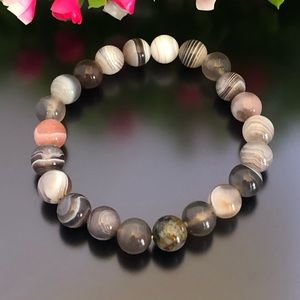 Botswana 8mm Natural Stone Beads Stretchable Bracelet